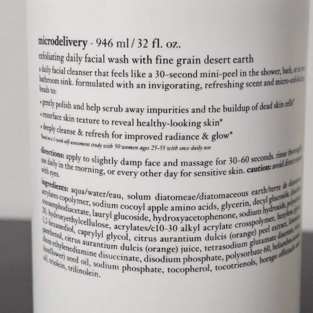 PHILOSOPHY MICRODELIVERY EXFOLIATING FACE WASH FINE GRAIN-32 oz- SEALED & PUMP - Picture 4 of 4
